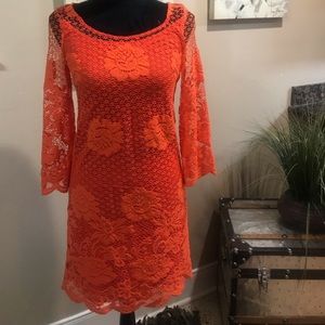 Orange lace dress